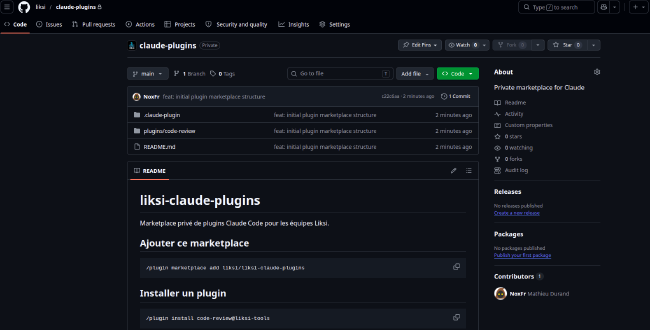 Structure du repo GitHub avec le dossier .claude-plugin à la racine